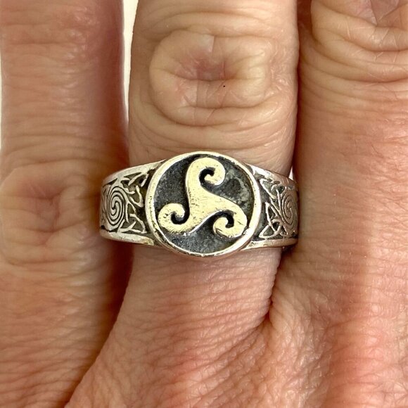 Sterling Silver 925 Signed PSCL Peter Stone Celtic Spiral Knot Band Ring Sz 7 - Picture 1 of 16
